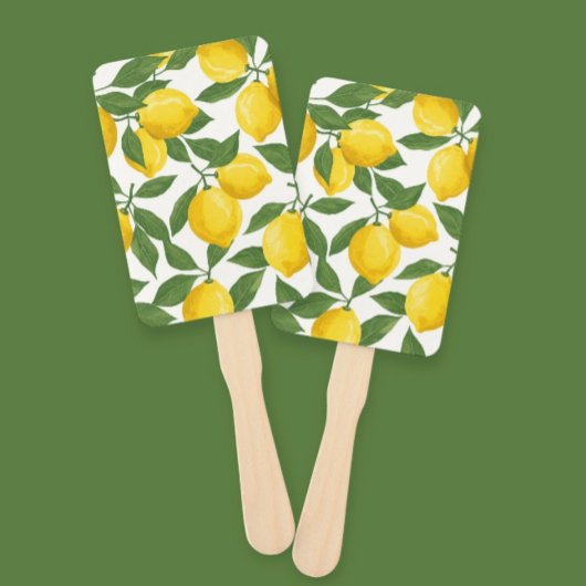 Hand Fan with Lemon Print - Fresh & Vibrant Desig ハンドファン