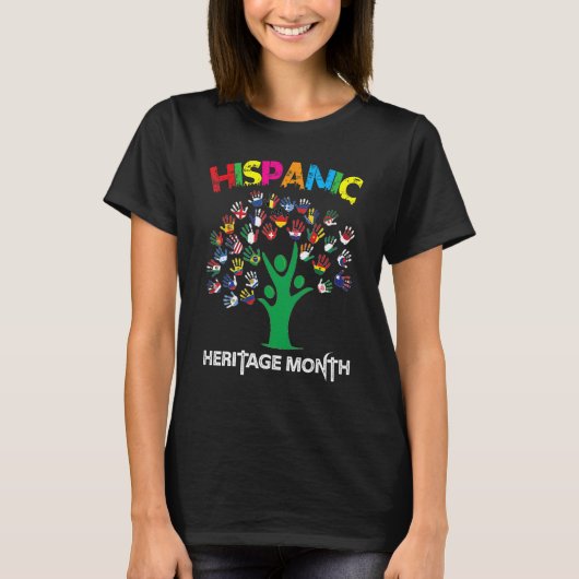 Hand Flag Tree Root Latino National Hispanic Herit Tシャツ (正面)