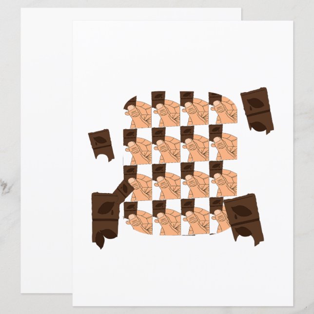 Hand holding a piece of Valentine's chocolate (正面/裏面)