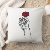 Hand Holding Rose Minimal Art – Elegant Floral Cus クッション (ブランケット)