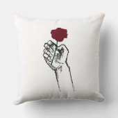 Hand Holding Rose Minimal Art – Elegant Floral Cus クッション (裏面)