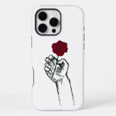Hand Holding Rose Minimal Art – Elegant Floral Des iPhoneケース (裏面)