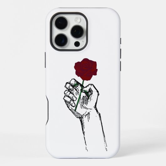 Hand Holding Rose Minimal Art – Elegant Floral Des iPhoneケース (裏面)
