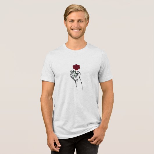 Hand Holding Rose Minimal Art Men’s T-Shirt トライブレンドＴシャツ (正面全面)