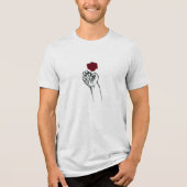 Hand Holding Rose Minimal Art Men’s T-Shirt トライブレンドＴシャツ (正面)