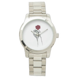 Hand Holding Rose Minimal Art Women’s – Elegant Fl 腕時計
