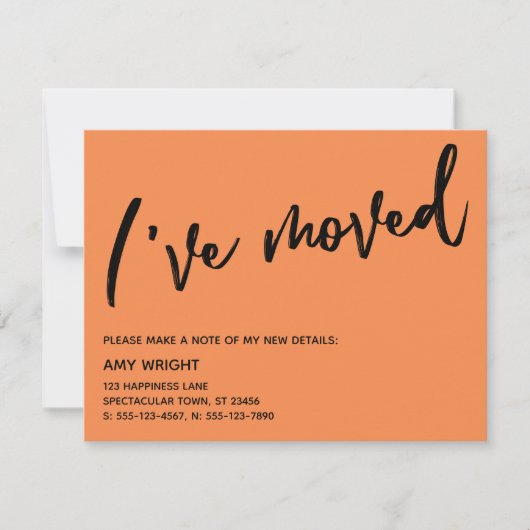 Hand I'カジュアル Ve Moved Orange New Address Card ノートカード (正面)