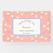Hand Illustrated Baby Ducks Pink Baby Shower Party 横断幕 (横)