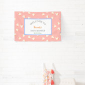 Hand Illustrated Baby Ducks Pink Baby Shower Party 横断幕 (インサイチュ)