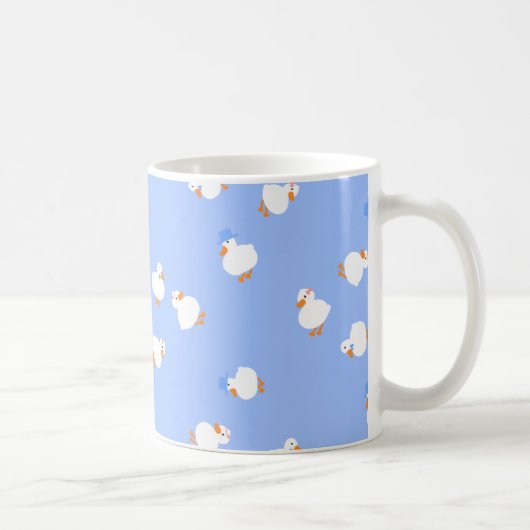 Hand Illustrated Cute Ducks Blue Coffee Mug コーヒーマグカップ (右)