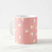 Hand Illustrated Cute Ducks Pink Coffee Mug コーヒーマグカップ (正面左)