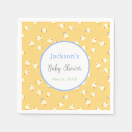 Hand Illustrated Cute Ducks Yellow Baby Shower スタンダードカクテルナプキン