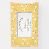 Hand Illustrated Cute Ducks Yellow Baby Shower 横断幕 (縦)