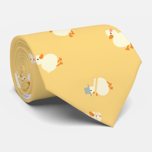 Hand Illustrated Duck Design Fun Yellow Ducks ネクタイ (ロール)