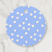 Hand Illustrated Ducks Kids Blue Baby Shower フェイバータグ (裏面)