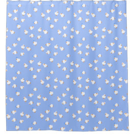 Hand Illustrated Ducks Theme Blue Shower Curtain シャワーカーテン