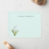 Hand-Illustrated Lily of the Valley Spring Floral ノートカード (正面/裏面インサイチュ)