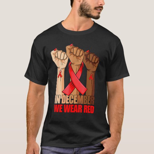 Hand In December We Wear Red HIV AIDS Awareness Mo Tシャツ (正面)