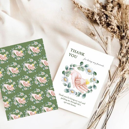 Hand in Hand Floral Wreath Father’s Day サンキューカード