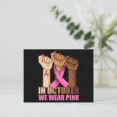 Hand In October We Wear Pink Breast Cancer Awarene ポストカード (スタンド正面)