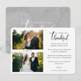 Hand Lettered Chic 2 Photos Bride & Groom Collage サンキューカード