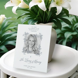 Hand Lettered Chic Flourish Grey Photo Memorial 台座サイン