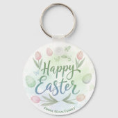 Hand-Lettered Happy Easter Watercolor キーホルダー (正面)