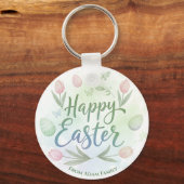 Hand-Lettered Happy Easter Watercolor キーホルダー (正面)