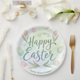Hand-Lettered Happy Easter Watercolor ペーパープレート
