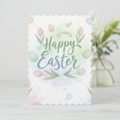 Hand-Lettered Happy Easter Watercolor Greeting シーズンカード (スタンド正面)