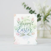 Hand-Lettered Happy Easter Watercolor Greeting ポストカード (スタンド正面)