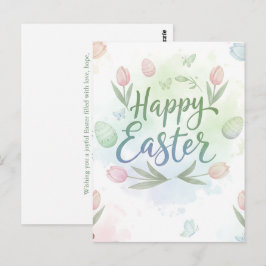 Hand-Lettered Happy Easter Watercolor Greeting  ポストカード