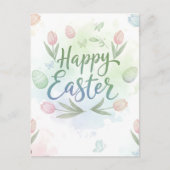 Hand-Lettered Happy Easter Watercolor Greeting ポストカード (正面)