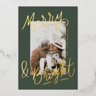 Hand-lettered Merry & Bright Photo Overlay 箔シーズンカード