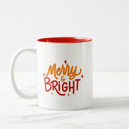 Hand Lettered Merry & Bright Two-Tone Mug ツートーンマグカップ (左)