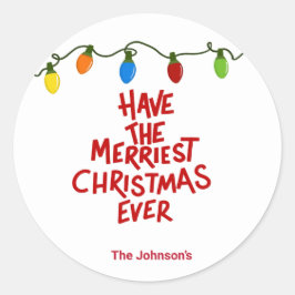 Hand Lettered Merry Christmas Round Sticker ラウンドシール