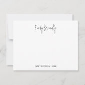 Hand Lettered Modern Minimal White Flat Note Card ノートカード (正面)