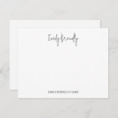 Hand Lettered Modern Minimal White Flat Note Card ノートカード (正面/裏面)