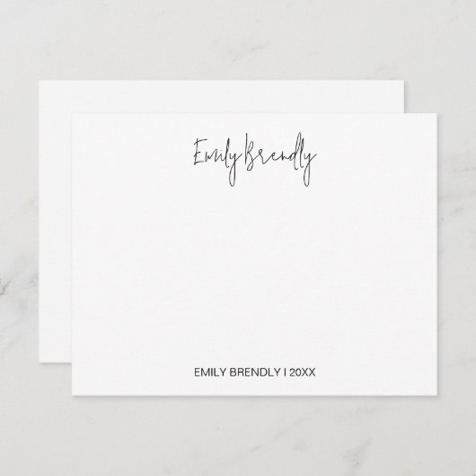 Hand Lettered Modern Minimal White Flat Note Card ノートカード (正面/裏面)