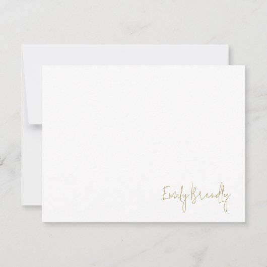 Hand Lettered Name Minimalist White Flat Note Card ノートカード (正面)