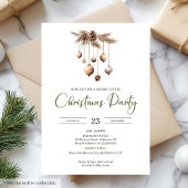 Hand-Lettered Neutral Olive Ivory Christmas Party 招待状