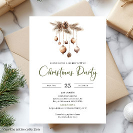 Hand-Lettered Neutral Olive Ivory Christmas Party 招待状