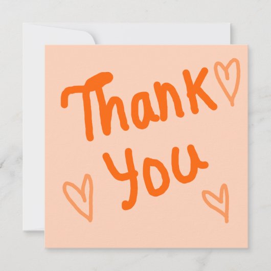 Hand-Lettered Orange Thank You Card サンキューカード (正面)