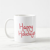 Hand-lettered script red Happy Holidays コーヒーマグカップ (左)