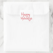Hand-lettered script red Happy Holidays スクエアシール (バッグ)