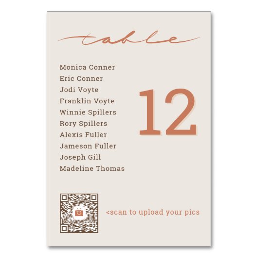 Hand Lettered Script Wedding テーブルナンバー (正面)