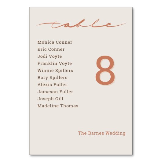 Hand Lettered Script Wedding テーブルナンバー (正面)