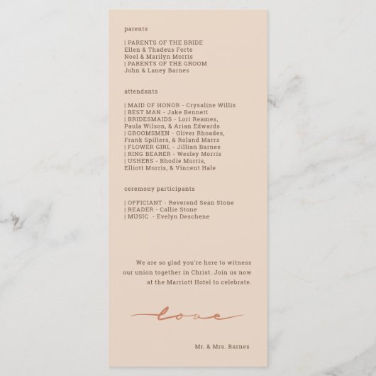 Hand Lettered Script Wedding プログラム (裏面)