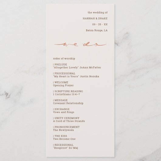 Hand Lettered Script Wedding プログラム (正面)