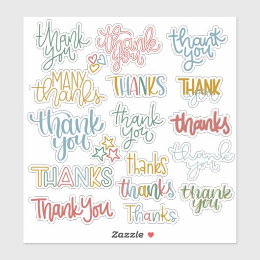 Hand Lettered Thank You Stickers シール (シート)